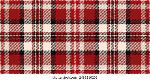 Patrón de tartán de textura artesanal, textil de tela de fondo de página. Gran Bretaña a cuadros de Vector a cuadros sin costuras en la paleta de colores rojo y blanco antiguo.