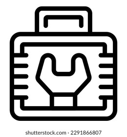 Craft toolbox icon outline vector. Tool kit. Car bag