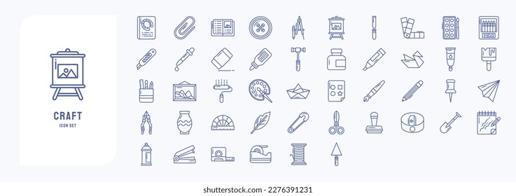 Craft and tools icon set, including icons like Book, Attach, crayons,  Drop and more
