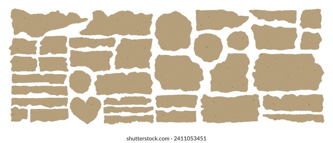 Dibujo vectorial de forma de rectángulo de papel desgarrado por la artesanía. Cuchillo de color beige, tira de puré, hojas cortadas con una rejilla cuadrada. Borde de caligrafía, fondo aislado de encabezado de fondo