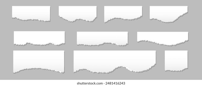Craft torn white paper vector collection