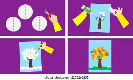 craft tree from cotton pads