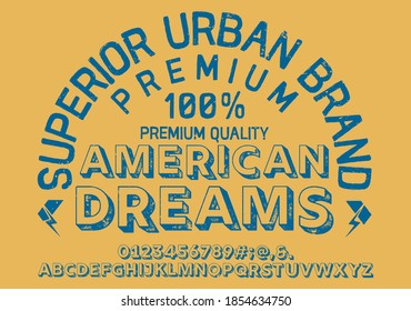 Craft vintage typeface design. Fashion type. Pop modern display vector letters. Set of Latin characters, numbers, punctuation.