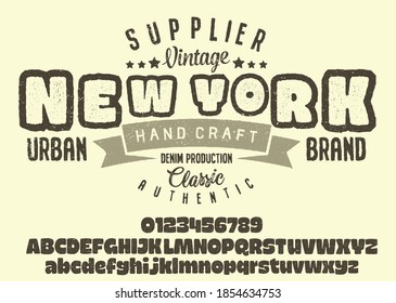 Craft vintage typeface design. Fashion type. Pop modern display vector letters. Set of Latin characters, numbers, punctuation.