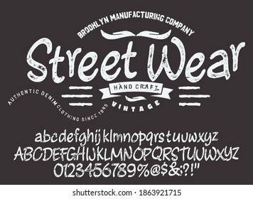 Craft vintage typeface design. Fashion type. Pop modern display vector letters. Set of Latin characters, numbers, punctuation.