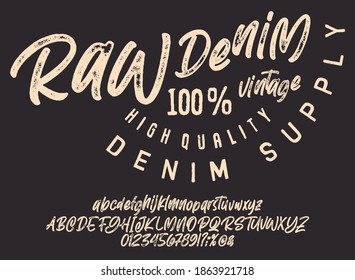 Craft vintage typeface design. Fashion type. Pop modern display vector letters. Set of Latin characters, numbers, punctuation.