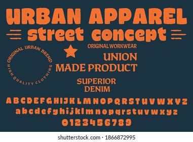  Craft vintage typeface design. Fashion type. Pop modern display vector letters. Set of Latin characters, numbers, punctuation.