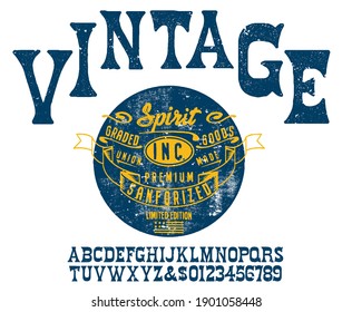  Craft vintage typeface design. Fashion type. Pop modern display vector letters. Set of Latin characters, numbers, punctuation.