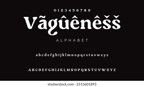Craft vintage typeface design. Graphic display alphabet. Fantasy type letters. Latin characters, numbers. Vector illustration. Old badge, label, logo template.
