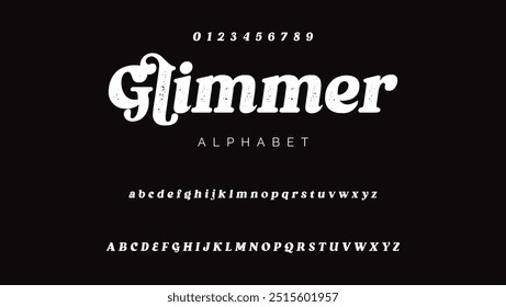 Craft vintage typeface design. Graphic display alphabet. Fantasy type letters. Latin characters, numbers. Vector illustration. Old badge, label, logo template.