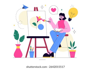 Craft Workshop Vector Illustration Featuring a DIY Class with Artist Hands Creating Creative Work and Art Project in a Flat Style Cartoon Background