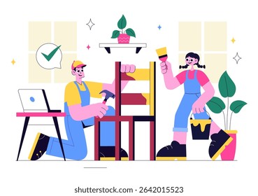 Craft Workshop Vector Illustration Featuring a DIY Class with Artist Hands Creating Creative Work and Art Project in a Flat Style Cartoon Background