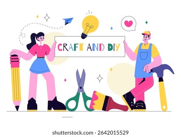 Craft Workshop Vector Illustration Featuring a DIY Class with Artist Hands Creating Creative Work and Art Project in a Flat Style Cartoon Background