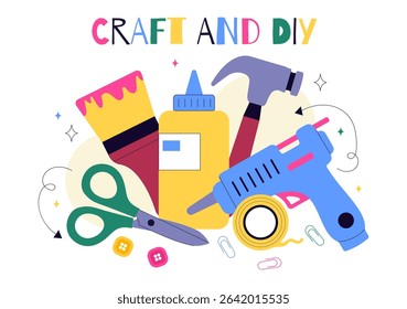 Craft Workshop Vector Illustration Featuring a DIY Class with Artist Hands Creating Creative Work and Art Project in a Flat Style Cartoon Background