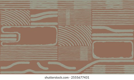 Crafted hand drawn brush line Abstract pattern, Japanese inspired wood carving, engraving, weaving, sculpting textured background, simple graphic for textile, carpet, rug, stationery