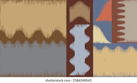 Crafted hand drawn wood carving curve shape abstract wave background, tribal and ethnic folk engraving, brush line, weaving texture surface, simple and cute graphic for fabric, carpet, stationary