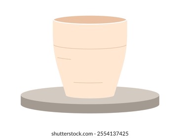 Crafted handmade clay pot vector illustration