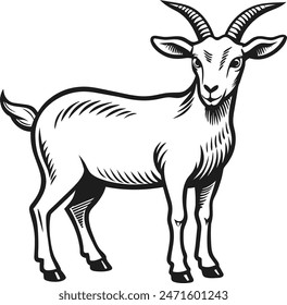 Crafted with meticulous attention to detail, this vector art illustration showcases a linear hand style, meticulously engraving the elegance of a goat