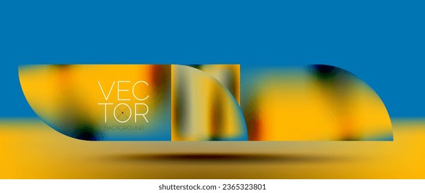 Crafted podium for captivating display of abstract geometry squares, circles, triangles, and flowing gradients harmonize in visually striking presentation for wallpaper, banner, background