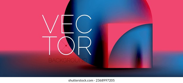 Crafted podium for captivating display of abstract geometry squares, circles, triangles, and flowing gradients harmonize in visually striking presentation for wallpaper, banner, background