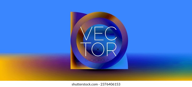 Crafted podium for captivating display of abstract geometry squares, circles, triangles, and flowing gradients harmonize in visually striking presentation for wallpaper, banner, background