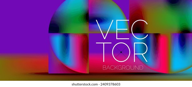 Crafted podium for captivating display of abstract geometry squares, circles, triangles, and flowing gradients harmonize in visually striking presentation for wallpaper, banner, background