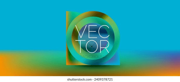 Crafted podium for captivating display of abstract geometry squares, circles, triangles, and flowing gradients harmonize in visually striking presentation for wallpaper, banner, background