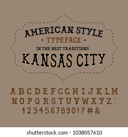 Crafted retro vintage typeface design. Original handmade textured lettering type alphabet on navy background. Authentic handwritten font, vector, letters.