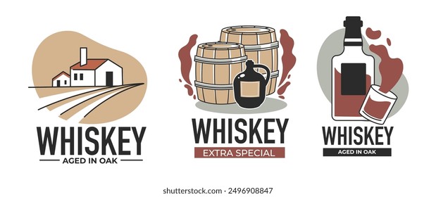 Crafted Whiskey Bottles Vector Design