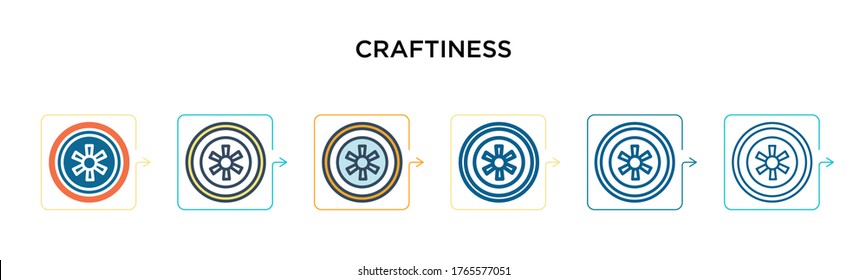 Icono vectorial de la artesanía en 6 estilos modernos diferentes. Iconos de artesanía negros, de dos colores, diseñados en un estilo relleno, contorno, línea y trazo. La ilustración vectorial se puede usar para web, móvil, ui