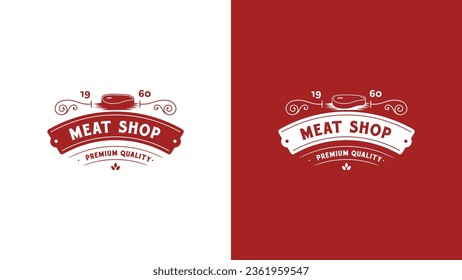 Crafting a Classic and Stylish Logo for Your Premium Quality Meat Shop. Embrace the Elegance of Simplicity with Vector Illustration