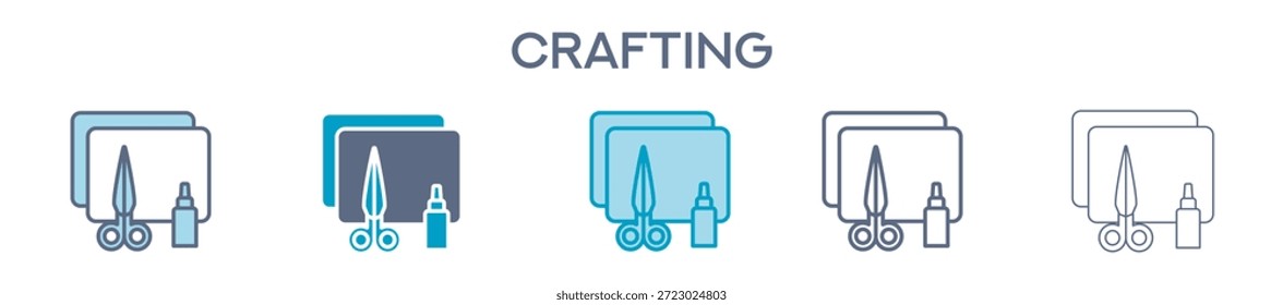 Crafting Element For Design Graphic - Multi Styles. Vector Illustration Of Two Colored And Black. Multiple Icons Designs Can Be Used For Mobile, Ui, Web