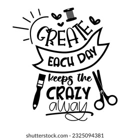 Crafting. Hand drawn motivation lettering phrase in modern calligraphy style. Inspiration slogan for print and poster design. Vector illustration. 