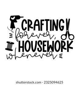 Crafting. Hand drawn motivation lettering phrase in modern calligraphy style. Inspiration slogan for print and poster design. Vector illustration. 