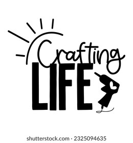 Crafting. Hand drawn motivation lettering phrase in modern calligraphy style. Inspiration slogan for print and poster design. Vector illustration. 