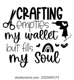 Crafting. Hand drawn motivation lettering phrase in modern calligraphy style. Inspiration slogan for print and poster design. Vector illustration. 