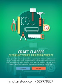Crafting and handmade stuff. Education and science vertical layout concepts. Flat modern style