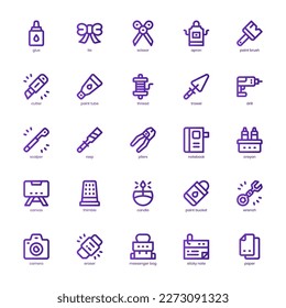 Crafting icon pack for your website design, logo, app, and user interface. Crafting icon basic line gradient design. Vector graphics illustration and editable stroke.