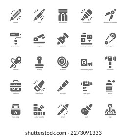 Crafting icon pack for your website design, logo, app, and user interface. Crafting icon glyph design. Vector graphics illustration and editable stroke.