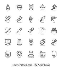 Crafting icon pack for your website design, logo, app, and user interface. Crafting icon outline design. Vector graphics illustration and editable stroke.