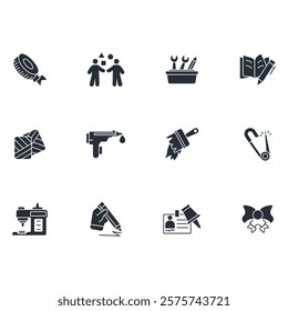 Crafting icon set.vector.Editable stroke.linear style sign for use web design,logo.Symbol illustration.