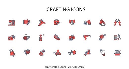 Crafting icon set.vector.Editable stroke.linear style sign for use web design,logo.Symbol illustration.