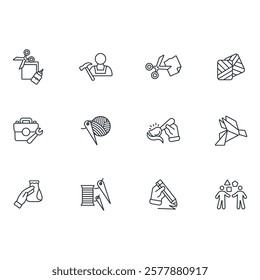 Crafting icon set.vector.Editable stroke.linear style sign for use web design,logo.Symbol illustration.
