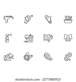 Crafting icon set.vector.Editable stroke.linear style sign for use web design,logo.Symbol illustration.