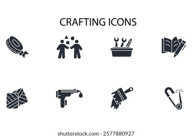 Crafting icon set.vector.Editable stroke.linear style sign for use web design,logo.Symbol illustration.