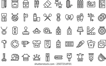 Crafting icons collection is a vector illustration with editable stroke.