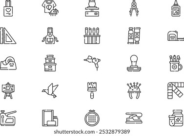 Crafting icons collection is a vector illustration with editable stroke.