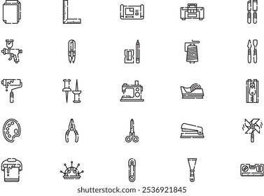 A coleção de ícones de criação é uma ilustração vetorial com traçado editável.