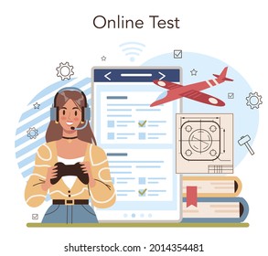 Crafting and modeling school course online service or platform. Teacher learning students to craft. Creative hobby. Online test. Isolated flat vector illustration