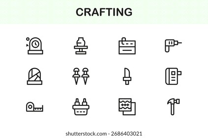 Crafting Professional Line Icon Set – Modern Minimalist Handmade Design Symbols in Vector Outline Collection